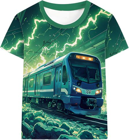 DDSOL Boys Monster Truck Shirt 3D Graphics Lightning Train Short Sleeve Tshirt Tops 4-10 Years in Saudi Arabia