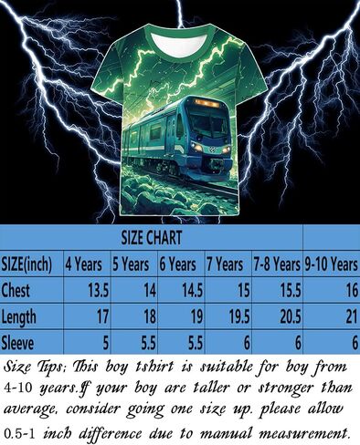 DDSOL Boys Monster Truck Shirt 3D Graphics Lightning Train Short Sleeve Tshirt Tops 4-10 Years in Saudi Arabia