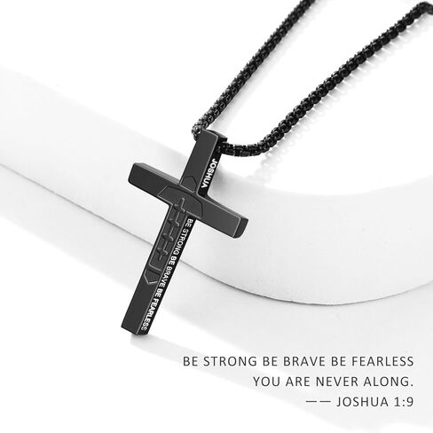 Football Cross Necklace for Boys Men Inspirational Christian Bible Verse Cross Pendant Stainless Steel Chain 20+2 inch Football Jewelry Religious Gift for Men in Kuwait