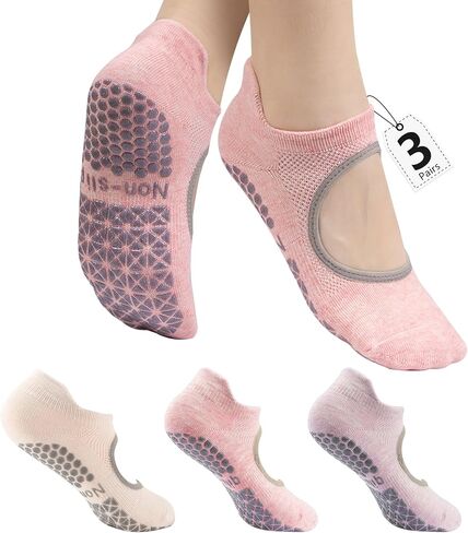 Non Slip Pilates Socks, Open Top Grip Yoga Socks for Women, Round Toe Yoga Slippers for Women in Saudi Arabia