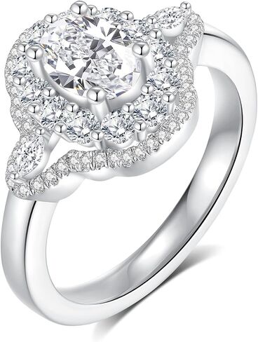 Moissanite Engagement Retro Rings for Women 18 K white glod Plated 925 Sterling Silver Ring Jewelry Gifts in Kuwait
