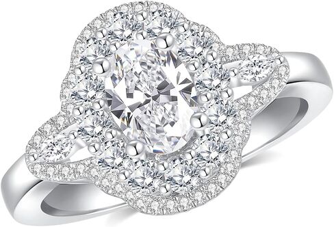 Moissanite Engagement Retro Rings for Women 18 K white glod Plated 925 Sterling Silver Ring Jewelry Gifts in Kuwait