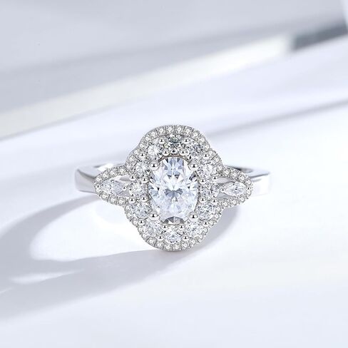 Moissanite Engagement Retro Rings for Women 18 K white glod Plated 925 Sterling Silver Ring Jewelry Gifts in Kuwait