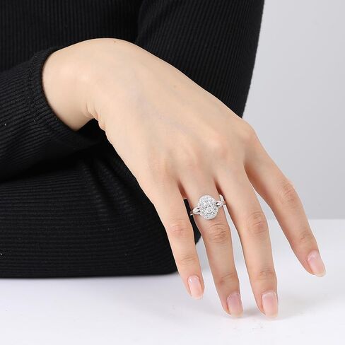 Moissanite Engagement Retro Rings for Women 18 K white glod Plated 925 Sterling Silver Ring Jewelry Gifts in Kuwait