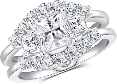 Moissanite Engagement Retro Rings for Women 18 K white glod Plated 925 Sterling Silver Ring Jewelry Gifts in Kuwait