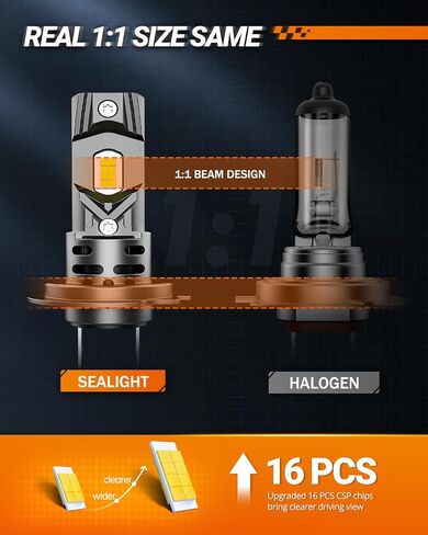 SEALIGHT H7 Bulbs for ATVs & Powersports, 2025 Version, 60000LM Brighteness Wireless Fog Lights Easy Installation 10 Years Lifespan, Pack of 2 in Saudi Arabia