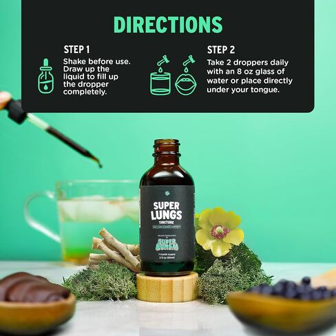 Super Lungs Mullein Drops – Herbal Lung Support Tincture with Mullein Leaf Extract Elderberry Reishi Marshmallow Root – Supports Clear Breathing & Wellness – 2 oz in Saudi Arabia