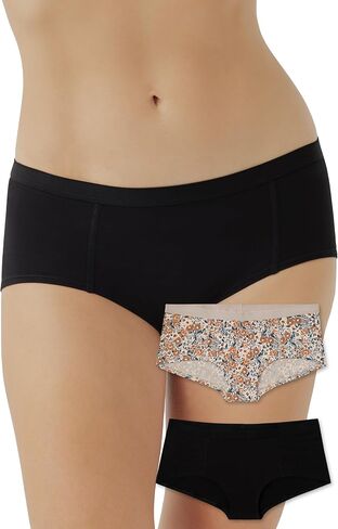 Pact Women's Organic Cotton Boy Shorts Underwear, Full Coverage Low Rise Panties, 2 Pack in Saudi Arabia