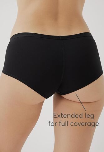 Pact Women's Organic Cotton Boy Shorts Underwear, Full Coverage Low Rise Panties, 2 Pack in Saudi Arabia