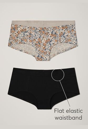 Pact Women's Organic Cotton Boy Shorts Underwear, Full Coverage Low Rise Panties, 2 Pack in Saudi Arabia