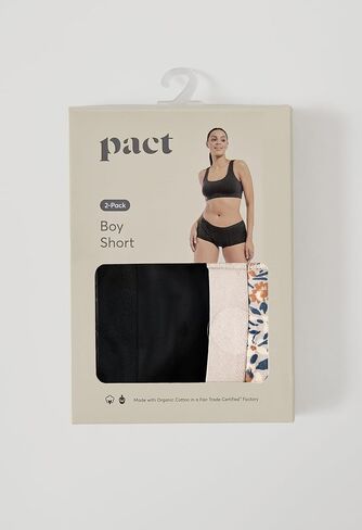 Pact Women's Organic Cotton Boy Shorts Underwear, Full Coverage Low Rise Panties, 2 Pack in Saudi Arabia