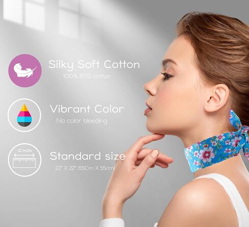 Soft 100% (80S) Cotton Floral Bandanas, Hair wrapper, Headband, Handkerchief, Hair scarf, Neckerchief, 22"X22" in Saudi Arabia
