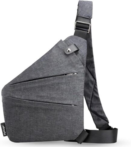 FlyHugz Anti-Theft Crossbody Sling Bag for Travel - Gray Canvas, Multi-Pocket Design for Men & Women, Water-Resistant in Kuwait