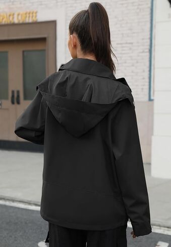 Zando Waterproof Rain Jacket Women Lightweight Raincoat for Women Loose Fit Windbreaker Jacket with Hood Hiking Outdoor in Saudi Arabia