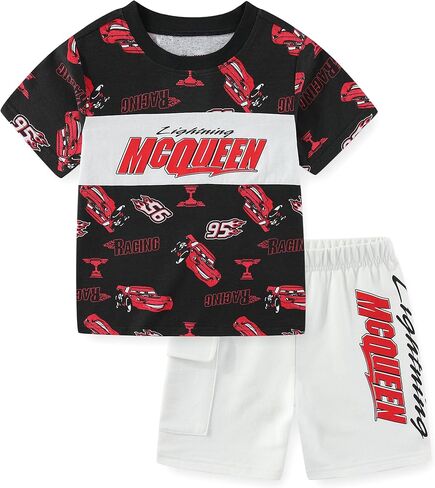 Disney Cars Lightning McQueen Boys 2 Piece Short Sleeve T-Shirt and French Terry Shorts Set for Toddler and Big Kids in Saudi Arabia