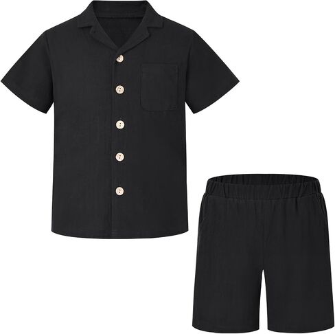 Weixinbuy Boys 2 Pieces Outfits Set Casual Beach Shorts Summer Cotton Short Sleeve Button Down Shirts Clothes Set for Boys in Saudi Arabia
