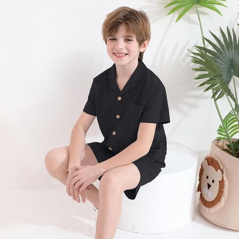 Weixinbuy Boys 2 Pieces Outfits Set Casual Beach Shorts Summer Cotton Short Sleeve Button Down Shirts Clothes Set for Boys in Saudi Arabia