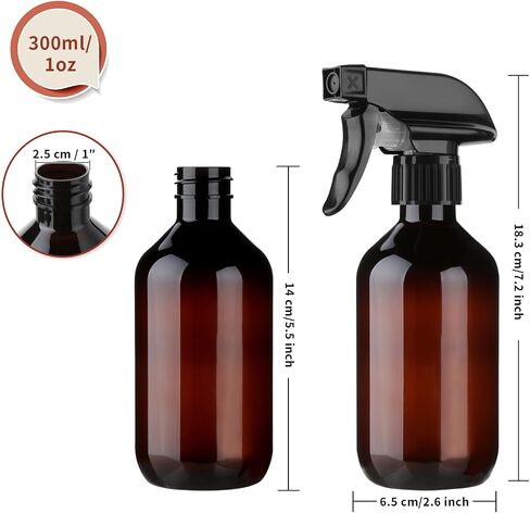 2-Pack Leakproof Spray Bottles (300ml/10oz) - Adjustable Nozzle for Fine Mist & Jet Stream | Premium Refillable Plastic Bottles for Hair Styling, Plant Misting, Cleaning Solutions (Clear) in Saudi Arabia