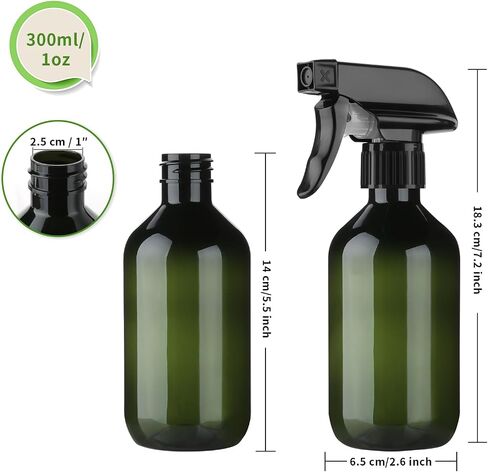 2-Pack Leakproof Spray Bottles (300ml/10oz) - Adjustable Nozzle for Fine Mist & Jet Stream | Premium Refillable Plastic Bottles for Hair Styling, Plant Misting, Cleaning Solutions (Clear) in Saudi Arabia