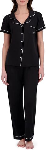 BORN Womens Button Down Pajama Set, Short Sleeve PJ Set with Pants | Soft & Breathable in Saudi Arabia
