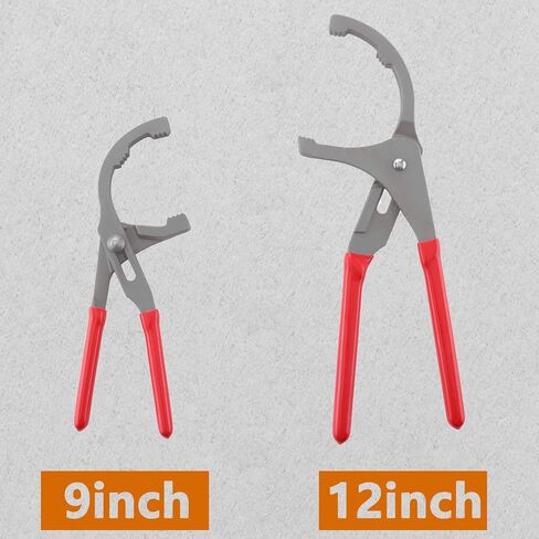 9" & 12" Oil Filter Pliers Wrench, Adjustable Oil Filter Pliers Set,Oil Filter Removal Tools Fit Most of Cars, Trucks, Motorcycles Engine Filters (Red) in Kuwait