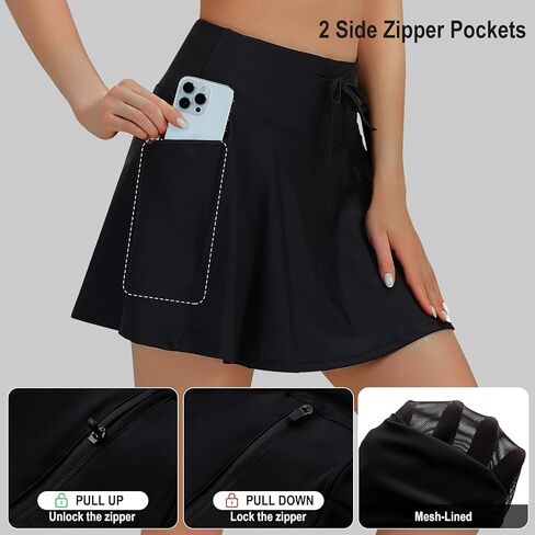beroy Women's High Waisted Swim Skirt Bathing Suit Bottom Tummy Control Tankini Swimsuit Skort with Zipper Pockets in Kuwait
