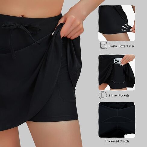 beroy Women's High Waisted Swim Skirt Bathing Suit Bottom Tummy Control Tankini Swimsuit Skort with Zipper Pockets in Kuwait