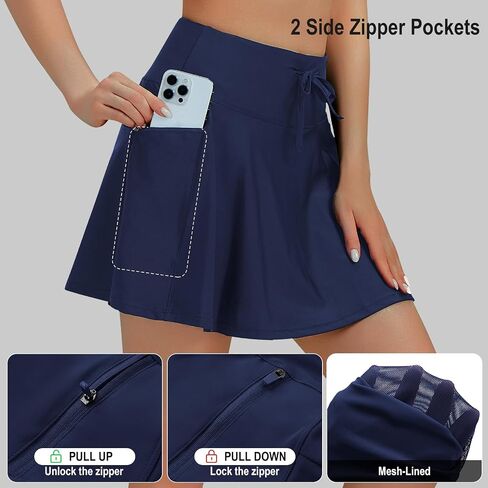beroy Women's High Waisted Swim Skirt Bathing Suit Bottom Tummy Control Tankini Swimsuit Skort with Zipper Pockets in Kuwait