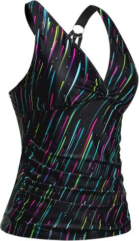 Tankini Tops for Women - Tummy Control V Neck Bathing Suit Top Only No Bottom in Kuwait
