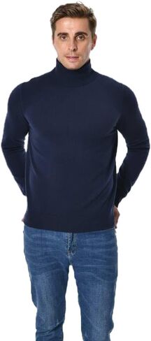 Men's 100% Cashmere Knited Long Sleeve Pullover with Turtle Neck in Kuwait