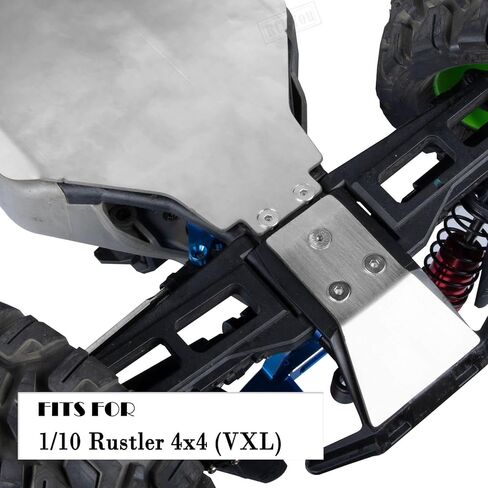 هيكل من الفولاذ المقاوم للصدأ هيكل حماية دروع ترقيات حارس لوحة الجليد جزء من 1/10 Rustler 4x4 VXL ، هيكل Protect Armor القفزات كاملة ، فضية in Saudi Arabia