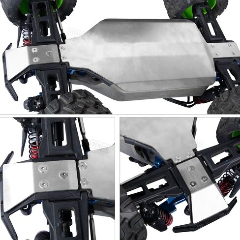 هيكل من الفولاذ المقاوم للصدأ هيكل حماية دروع ترقيات حارس لوحة الجليد جزء من 1/10 Rustler 4x4 VXL ، هيكل Protect Armor القفزات كاملة ، فضية in Saudi Arabia