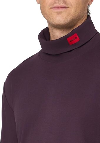 HUGO Men's Woven Logo Cotton Stretch Turtleneck in Saudi Arabia