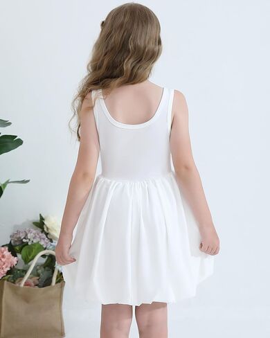 Girls Summer Dresses Tween Sleeveless Bubble Hem Sundress Casual Beach Vacation with Pockets for 7-12 Years in Saudi Arabia