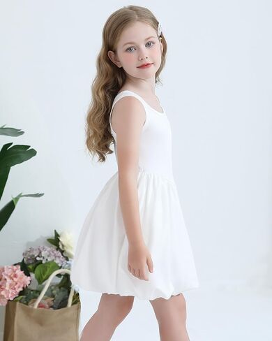 Girls Summer Dresses Tween Sleeveless Bubble Hem Sundress Casual Beach Vacation with Pockets for 7-12 Years in Saudi Arabia