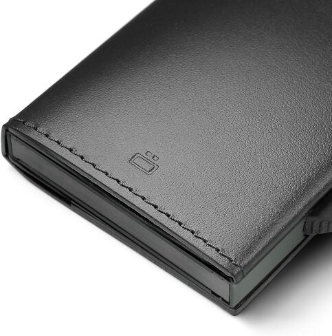 ÖGON -DESIGNS- Automatic Leather wallet, RFID Protection, Compact aluminum card holder, Up to 8 cards and banknotes, Cascade Slim model in Saudi Arabia