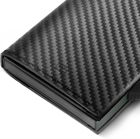 ÖGON -DESIGNS- Automatic Leather wallet, RFID Protection, Compact aluminum card holder, Up to 8 cards and banknotes, Cascade Slim model in Saudi Arabia