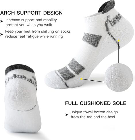 JOYNÉE 10 Pairs Men Ankle Sport Breathable Workout Tab Socks Athletic Running Low Cut Cushion Short Socks in Saudi Arabia