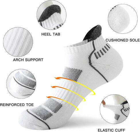 JOYNÉE 10 Pairs Men Ankle Sport Breathable Workout Tab Socks Athletic Running Low Cut Cushion Short Socks in Saudi Arabia