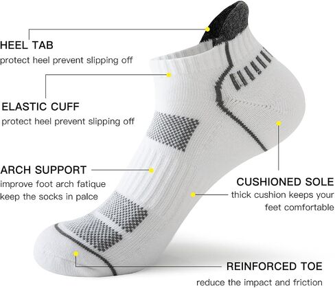 JOYNÉE 10 Pairs Men Ankle Sport Breathable Workout Tab Socks Athletic Running Low Cut Cushion Short Socks in Saudi Arabia