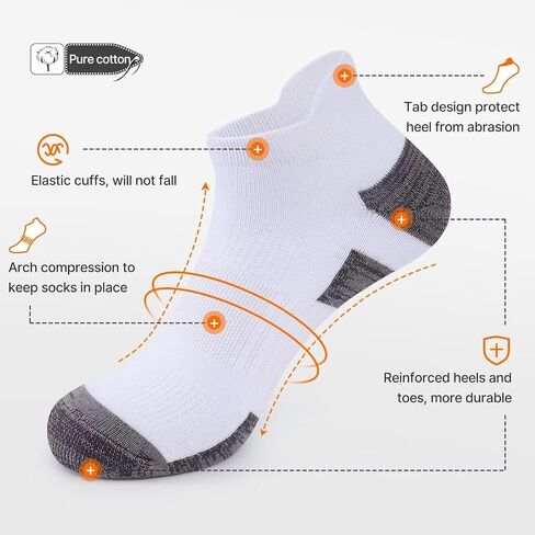 Ankle Socks Men Women, Cushioned Running Socks, Breathable Sports Low Cut Sock for Athletic, Causal, 6 Pairs in Saudi Arabia