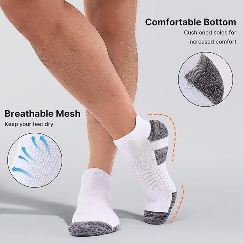 Ankle Socks Men Women, Cushioned Running Socks, Breathable Sports Low Cut Sock for Athletic, Causal, 6 Pairs in Saudi Arabia