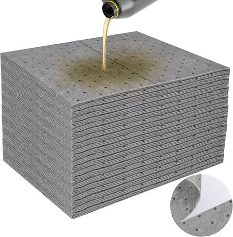 100pc زيت منصات الامتصاص | 13 "X10" Meltblown polypropylene حصير ، خطوط يدوية للسيارات وورشة العمل | الفراغ المعبأة البيئية ، والتحكم في الانسكابات القابلة لإعادة الاستخدام in Saudi Arabia