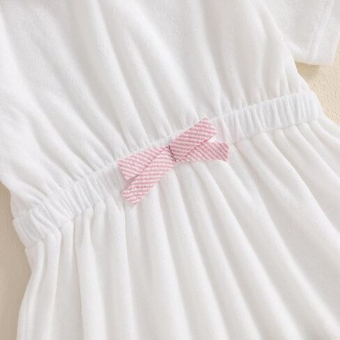 Toddler Girl Swimsuit Cover Up Kids Beach Dress Bow Print Long Sleeve Hooded Bathing Suit Towel Coverup Swimwear in Kuwait