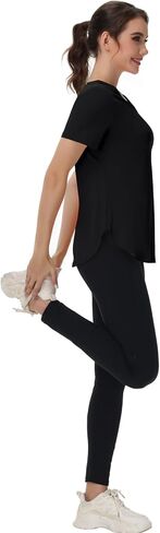 Womens Workout Tops Short Sleeve T Shirts Moisture Wicking Yoga Gym Running Hiking V Neck Athletic Tee in Kuwait