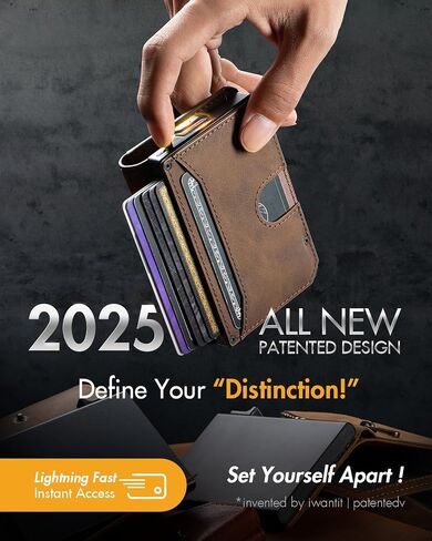 Wallet for Men, Mens Minimalist Wallet 8-12 Cards, Pop Up Card Wallet RFID Blocking, Bifold Slim Wallet with Money Clip & ID Window, Tactical Wallet for Airtag, Tile Tag & Tracker (Brown) in Saudi Arabia