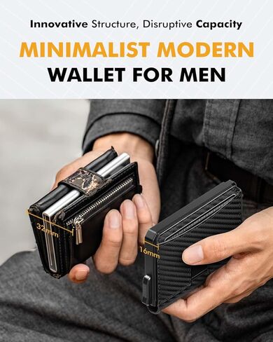 محفظة للرجال ، والرجال الحد الأدنى محفظة 8-12 بطاقات ، منبثقة البطاقة محفظة RFID ، محفظة Bifold Slim مع مقطع النقود ومعرف نافذة ، محفظة تكتيكية للركاب ، علامة البلاط والتعقب (براون) in Kuwait