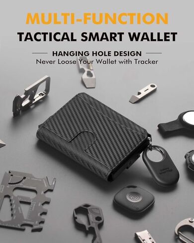 محفظة للرجال ، والرجال الحد الأدنى محفظة 8-12 بطاقات ، منبثقة البطاقة محفظة RFID ، محفظة Bifold Slim مع مقطع النقود ومعرف نافذة ، محفظة تكتيكية للركاب ، علامة البلاط والتعقب (براون) in Kuwait