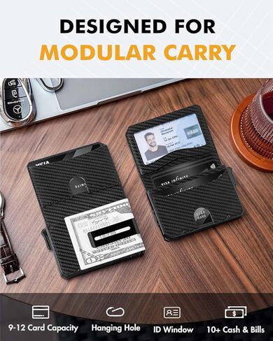 محفظة للرجال ، والرجال الحد الأدنى محفظة 8-12 بطاقات ، منبثقة البطاقة محفظة RFID ، محفظة Bifold Slim مع مقطع النقود ومعرف نافذة ، محفظة تكتيكية للركاب ، علامة البلاط والتعقب (براون) in Kuwait