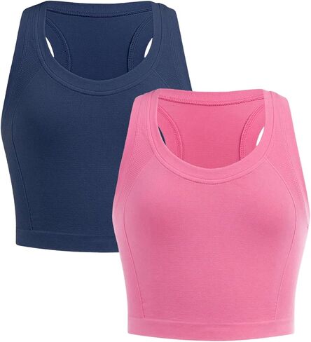 Milumia Girl's 2 Piece Racerback Tank Top Sleeveless Athletic Workout Dance Tops in Saudi Arabia